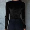 Women's ,Color Fashionable Elegant Velvet Slim,Fit Long,Sleeve Top