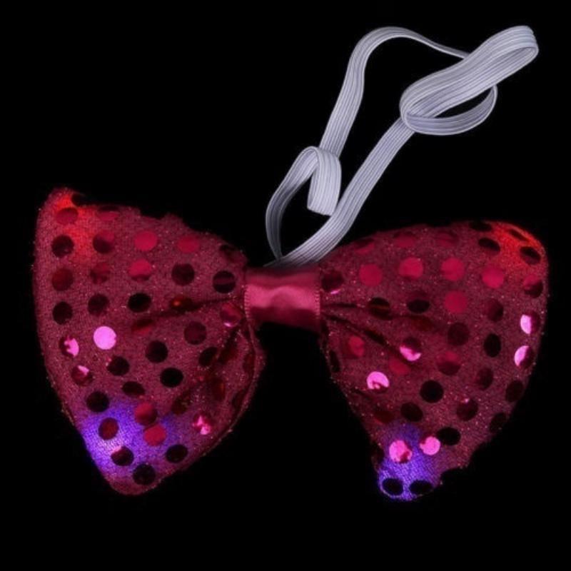Led Flashing Sequins Jazz Hat Cap Neck Bow Tie Woman Men Adult Performance Props Glow Party Supplies Christmas