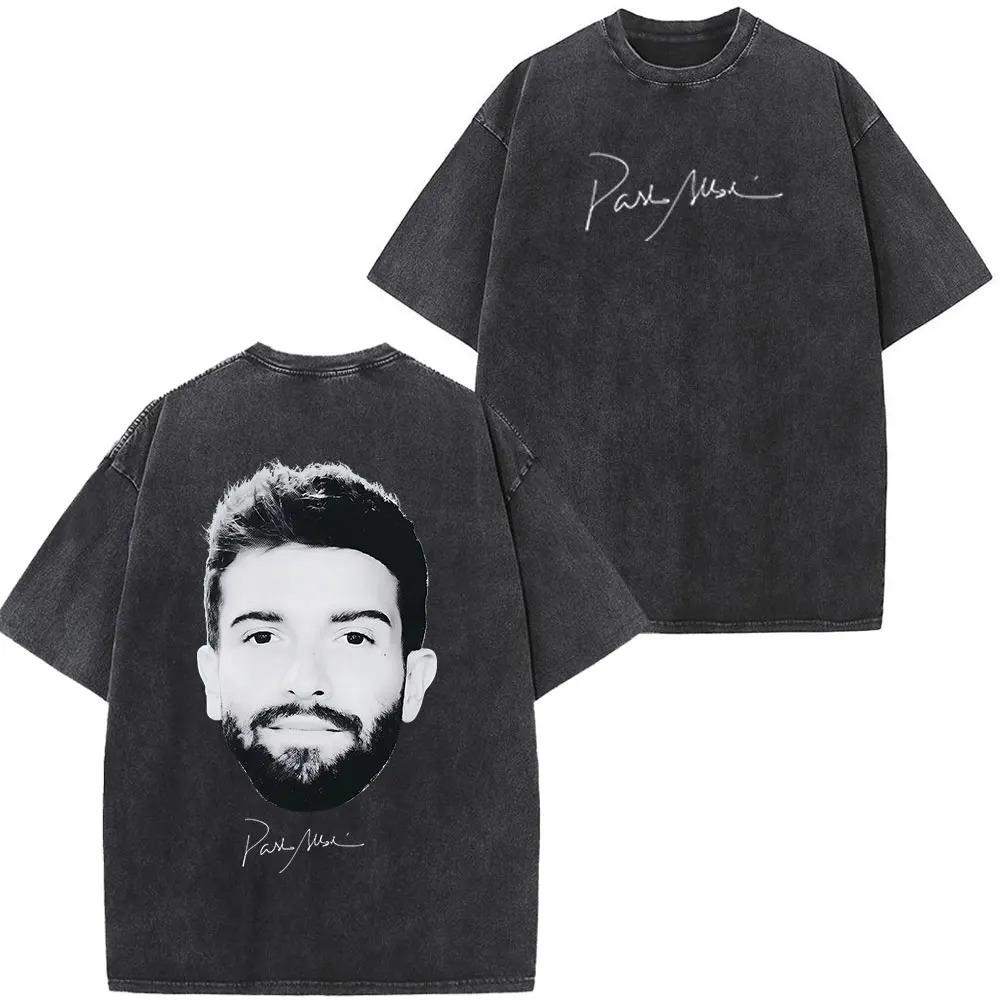 Singer Pablo Alborán Global Tour Kmo 2026 Print Washed Vintage T Shirt Men Women Hip-hop T-shirts Short-sleeved Casual T Shirts