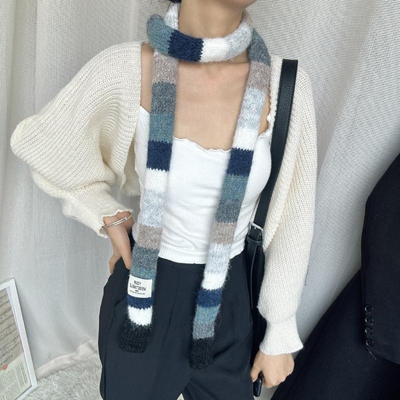 Colorblocks Striped Scarf Soft Comfortable Scarves Autumn Winter Neckerchief for Autumn and Winter Comfortable