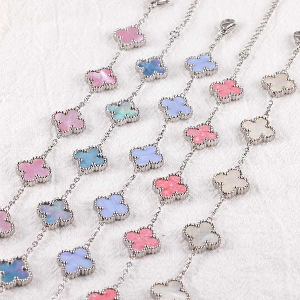 High-quality 13mm Four-leaf Clover Shell Bracelet Colorfast Plating Women's Bangle