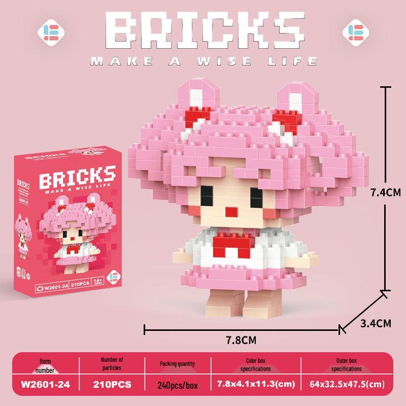 Cartoon Figurine Building Blocks: Kuromi, Cinnamoroll & Melody Rabbit - Educational Toy Blind Box for Kids