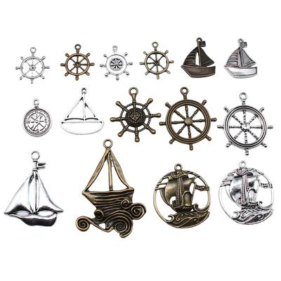 10 Stück Schiffsrad Steuerrad Ruder Kompass Boot Anhänger Großer Segelboot Anhänger Charms Für Schmuckherstellung