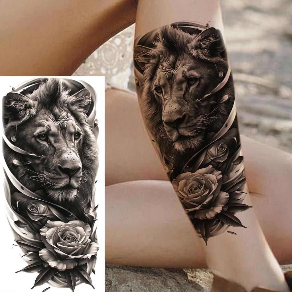 1 Sheet Realistic Fake Tiger Temporary Tattoos Sticker For Men Women Adults Water Transfer Transferable Tattoo Sleeve Waist Arm