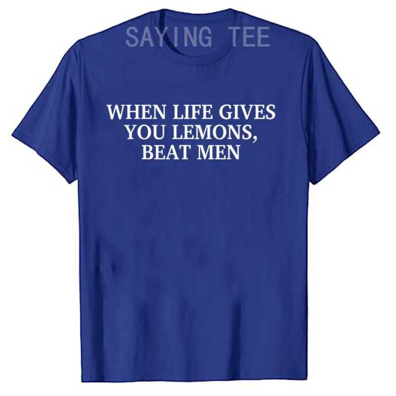 Wenn das Leben dir Zitronen gibt, schlage Männer Witzig Sarkasmus Witze T-Shirt Buchstaben Gedruckt Y2k Sarkastischer Spruch T-Shirt Mode Neuheit Geschenke