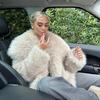 Stylish European & American Faux Fur Coat with Large Lapel, Short Length, Fluffy Plush Material for Women's Fashion.