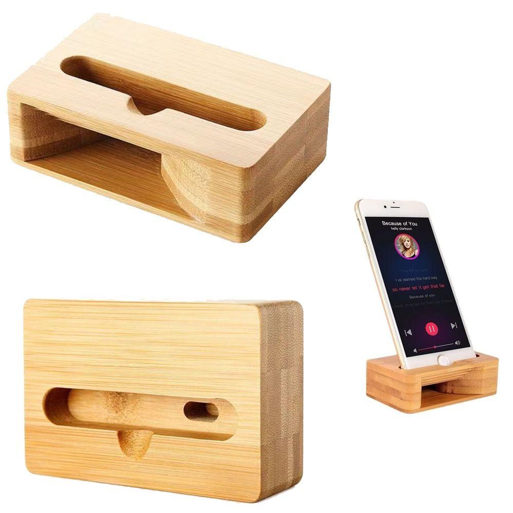 Universal Bamboo Phone Sound Amplifier Portable Creative Phone Holder Stand Natural Loudspeaker Phone Dock Phone Accessories