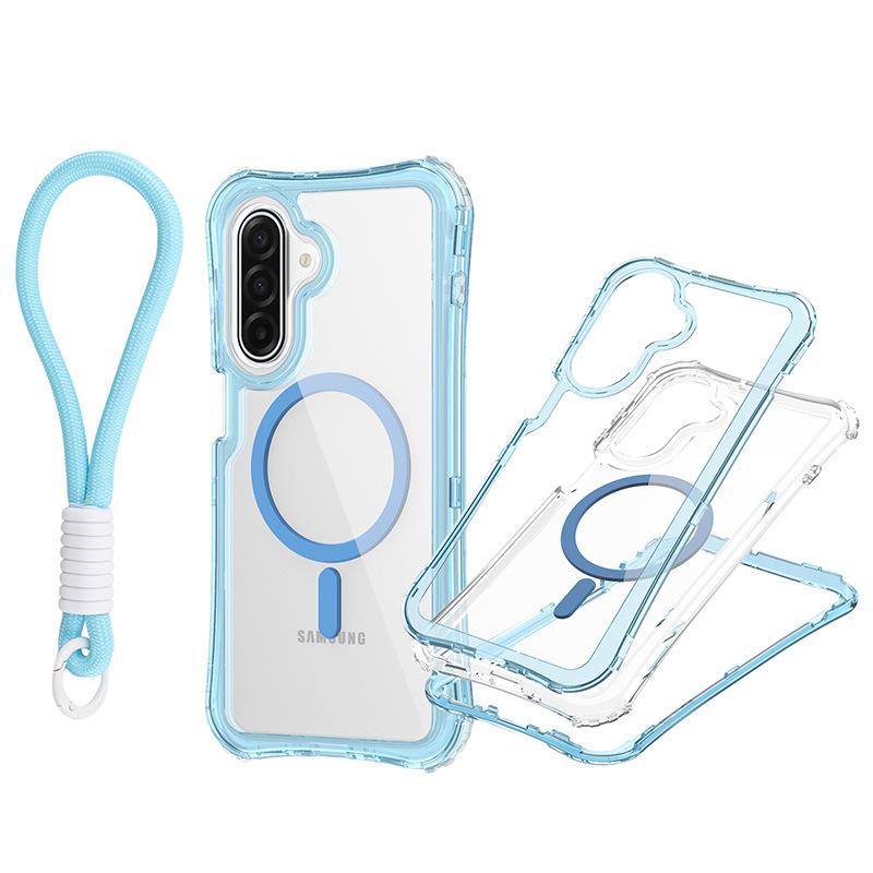 For Samsung A17 Magnetic Transparent 3-in-1 Phone Case with Hand Rope