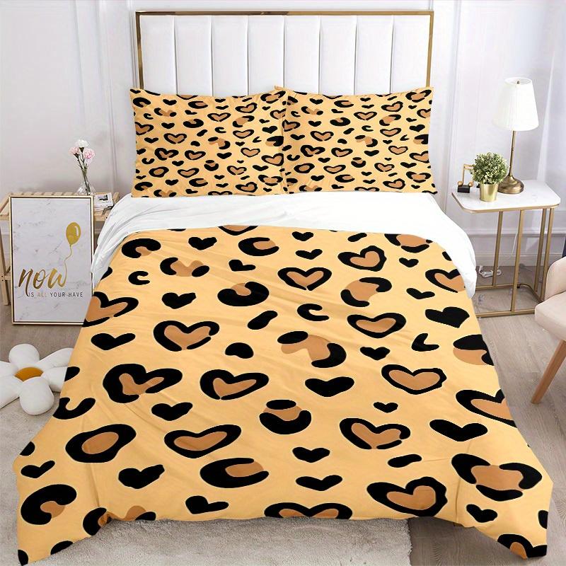 3pcs Leopard Print Bedding Set, Breathable And Soft, Suitable for All Seasons Machine Washable, Suitable for Bedroom Decoration,yy250822112