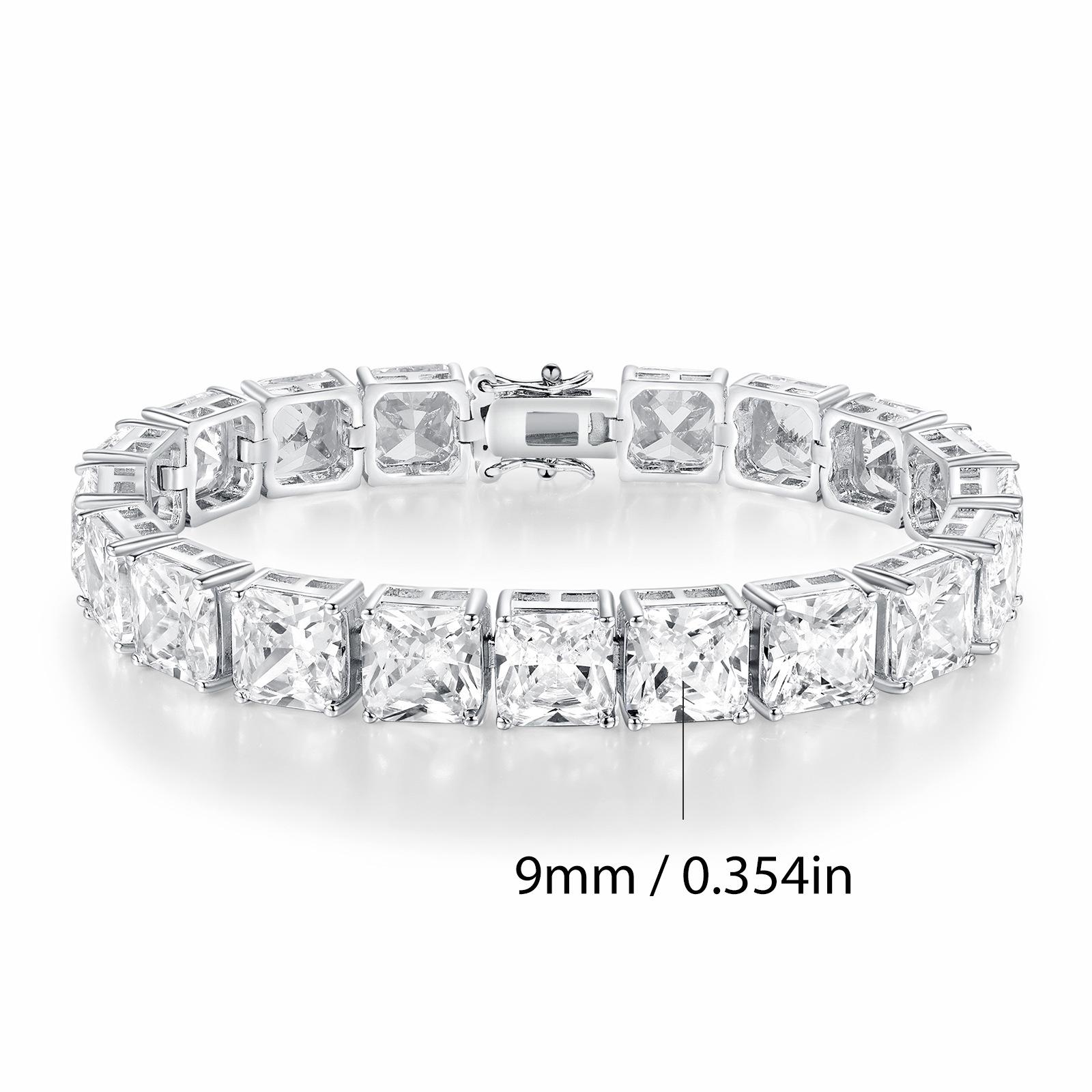 

A new European and American hip-hop shining tennis bracelet copper plated with 18 gold inlaid with square zircon, popular 7.5inch