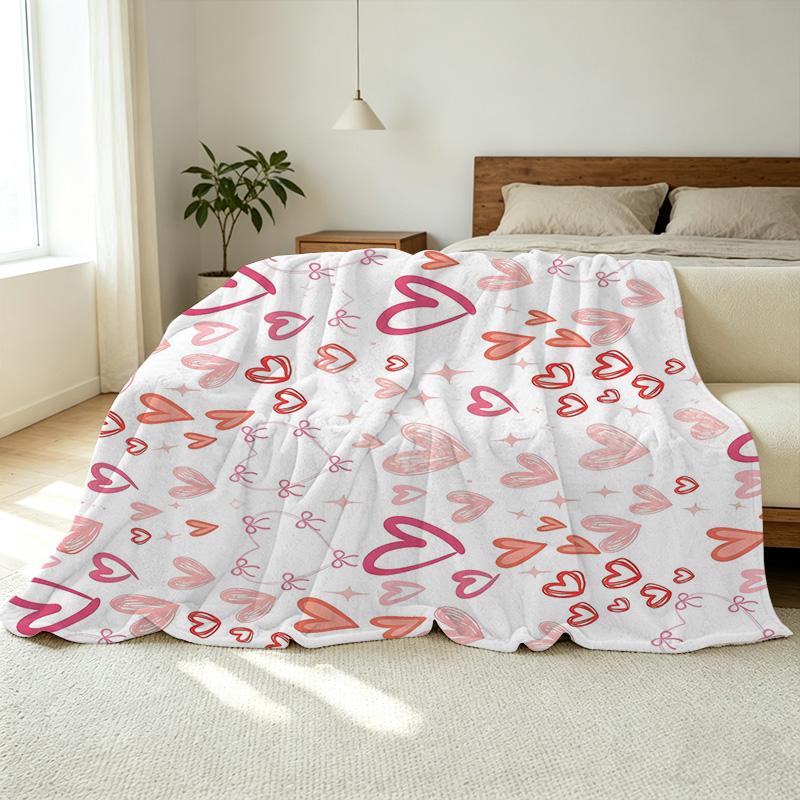 Soft Flannel Fleece Throw Blanket No Shed Heart Collection, Cozy Warm Home Blanket for Binge-Watching, Valentines Day Gift