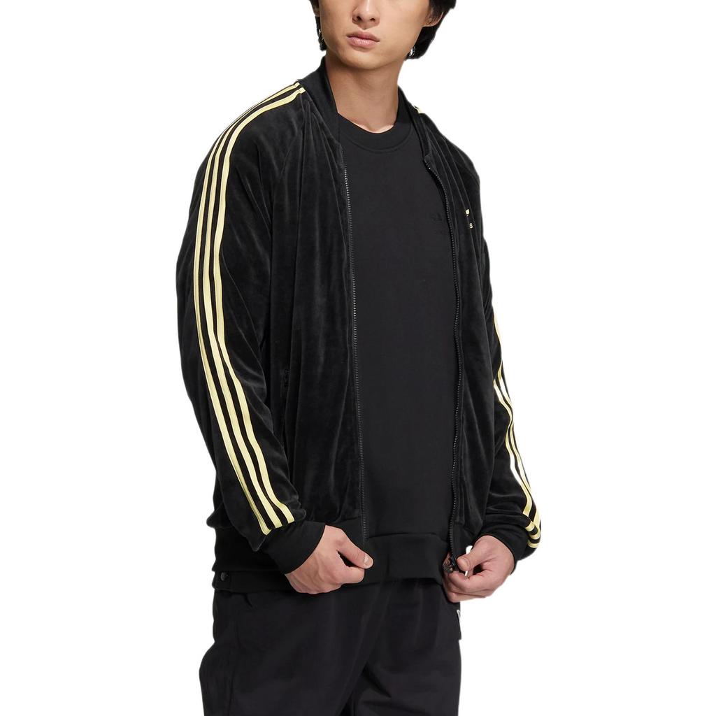 adidas Originals Giacca in Velluto JP a Righe Logo Ricamato Giacca con Zip Uomo Giacche Nera HR3445