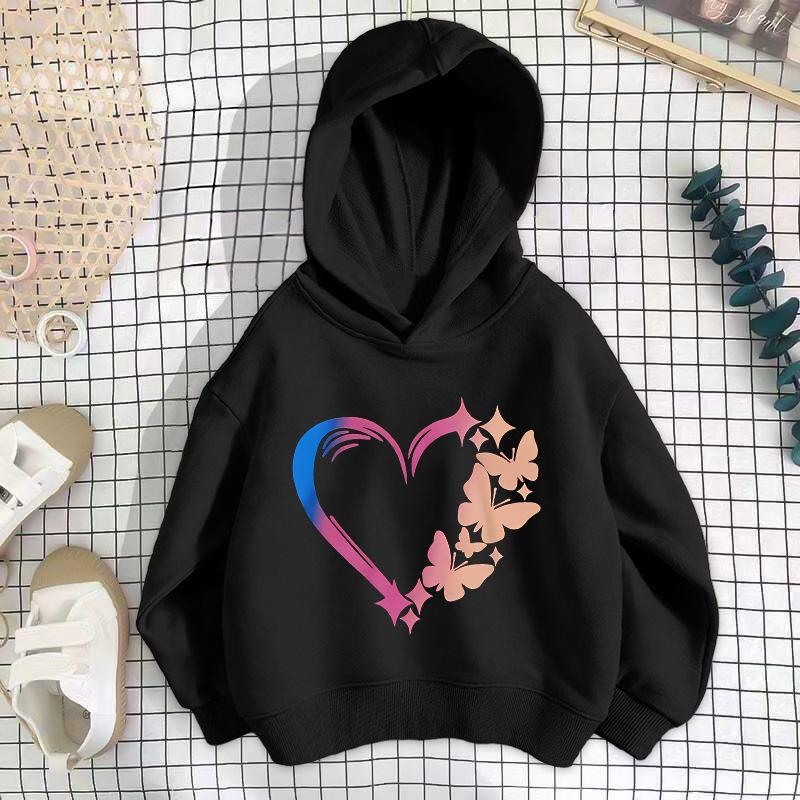 Macaron Heart Leopard Print Girls Hooded Sweatshirt - 2026 Spring/Autumn 120 cm
