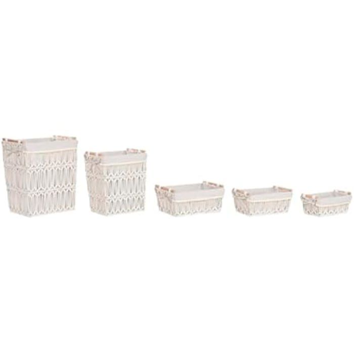 Panier à linge - HOME ESPRIT - Shabby Chic - Métal - Blanc - 43 x 52 x 33 cm