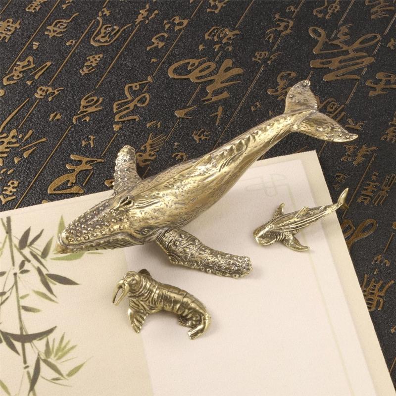 Metal Animal Statues Figurines Retro Whale Statue Figurines Sculptures Tabletop Centerpieces Home Decors Collectibles