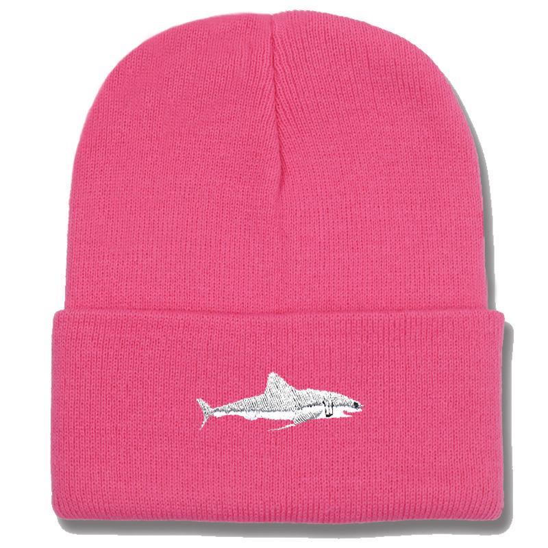 Shark Embroidery Knitted Beanie with Ear Protection for Autumn/Winter - Unisex Casual Hat