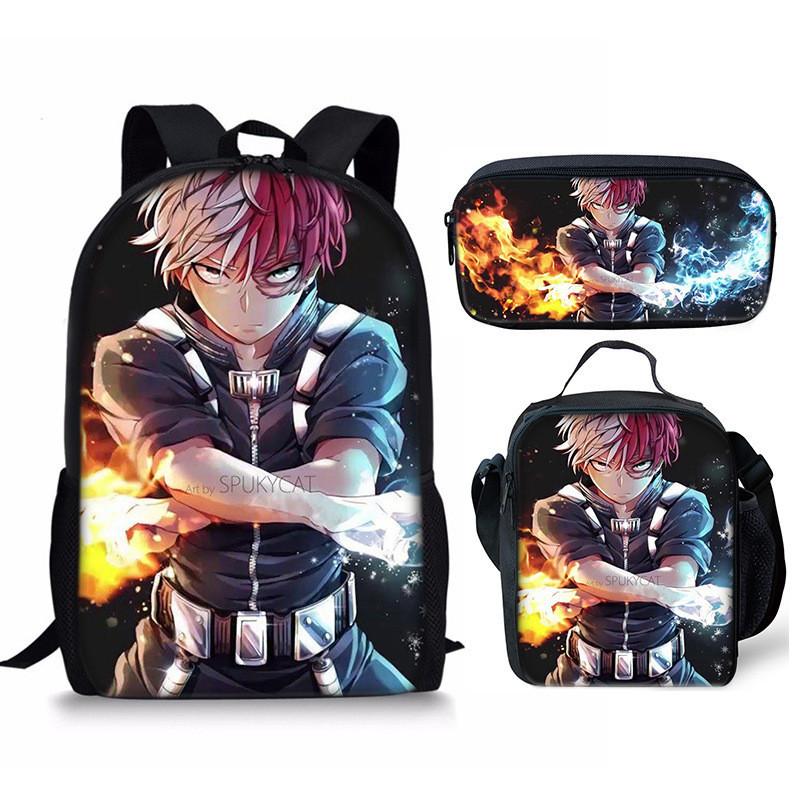 My Hero Academia Schülerrucksack mit Polyesterfutter und Anime-Cartoon-Design für Teenager
