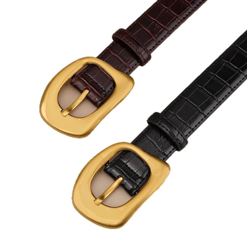 Women's Belt, Women's Genuine Leather Pin Buckle Belt, Fashionable and Versatile Simple Decorative Casual Pants Belt