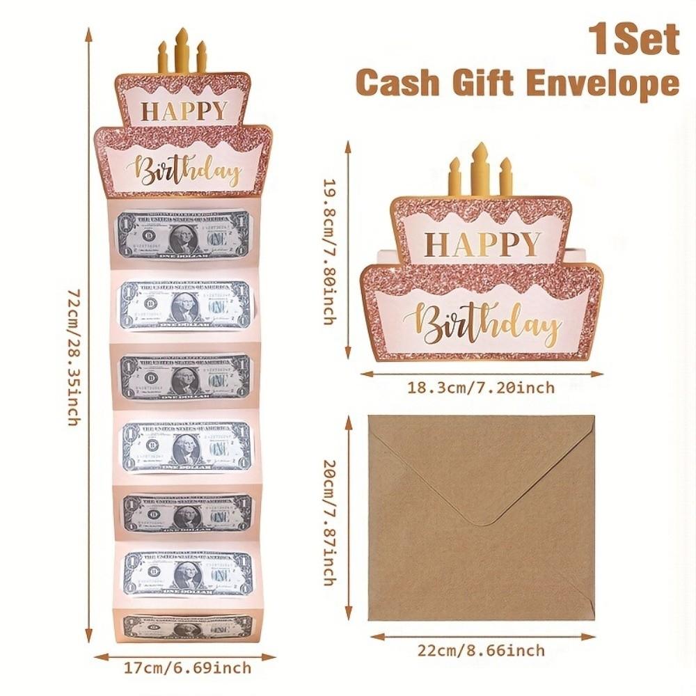 Surprise Money Birthday Card Gold-stamped Birthday Cash Holder Birthday Money Box For Kids Teens