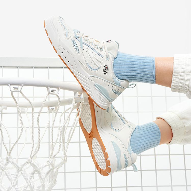 FILA Slam 22 Fabric Synthetic Leather Comfortable Casual Fashion Durable Low-Top Skate Shoes Women sneaker White Ice-Grey F12W231217FGB