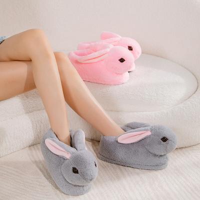 Fashion Cute Rabbit Slippers Women Cartoon Bunny Shoes Warm Faux Fur Soft Sole Girls Indoor Home Floor Slipper Funny House Footwear