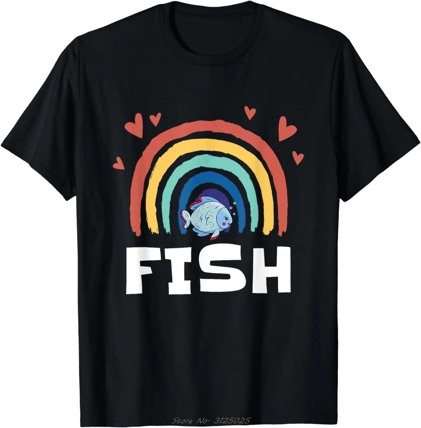 Go Fishing Graphic Mens Clothing Oversized Tshirt Camisas Fish Rainbow Boys And Girls Cotton Tshirt Graphic Fitness T Shirt S