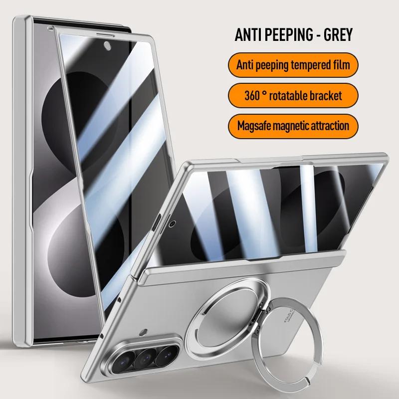 For Magsafe Magnetic Metal 360 Rotate Holder Tempered Glass Film Protect Case For Samsung Galaxy Z Fold 8Ultra Spring Hinge Cove