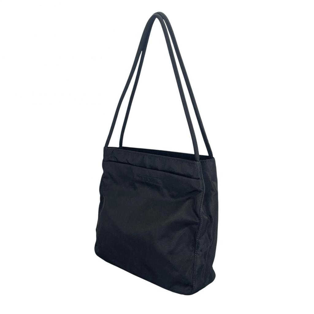 Prada Triangular Logo Handbag Black Women Used