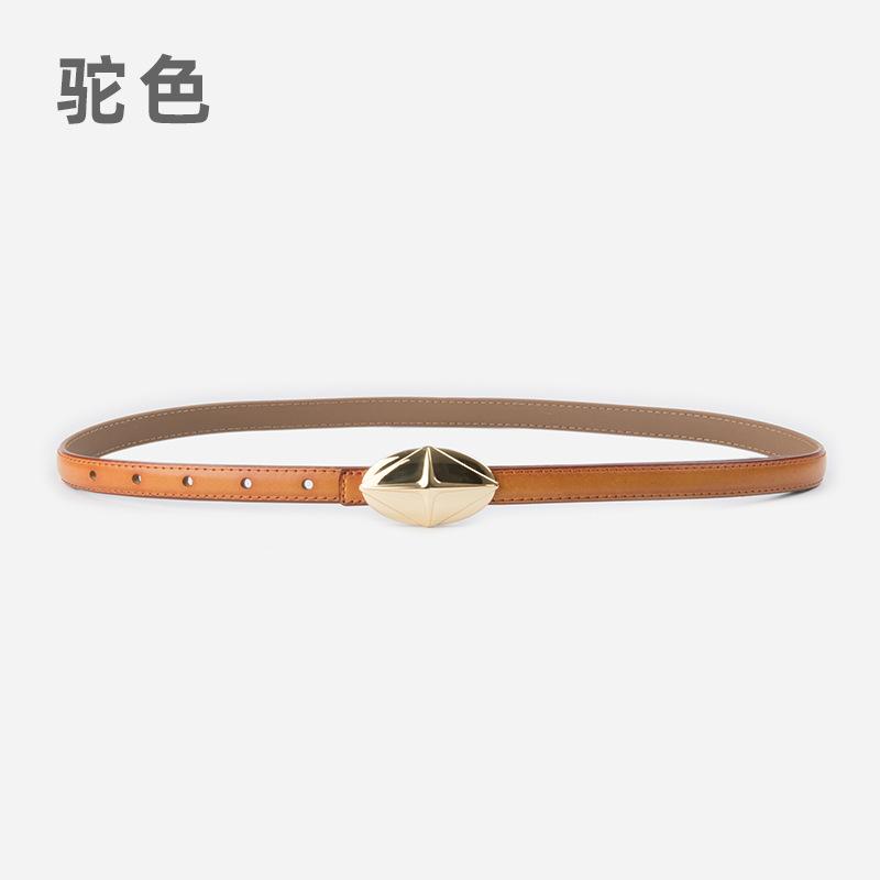 Leather Women'S Fine Belt Cowhide Retro Women'S Simple Hong Kong Style Premium Black Women'S Belt