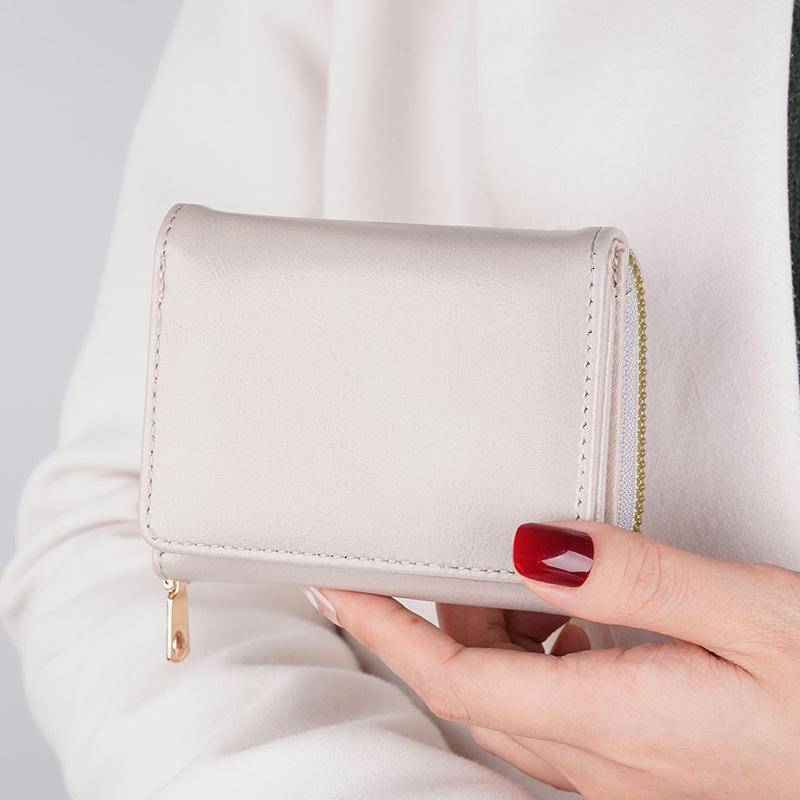 Credit Card ID Card Cash Wallet Women's Wallet Small Wallet Short Wallet Card Bag Zipper Wallet Multi-layer Three-fold