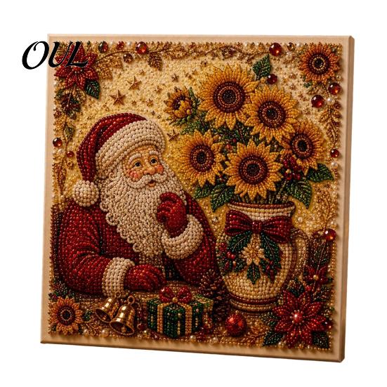 Christmas Faux Pearl Painting Kit Xmas Art Kit, Santa Claus Reindeer DIY Seasonal Supplies Sparkling 3D Festive Wall Craft for Adults, Winter Holiday