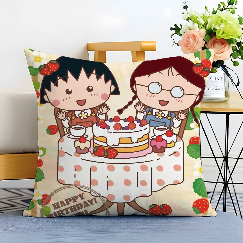 Cute Anime C-Chibi Maruko-chan-MT Pillow Case Printed Brushed Fleece Pillow Baby Skin-Touch Eco-Friendly Dye-Sublimat