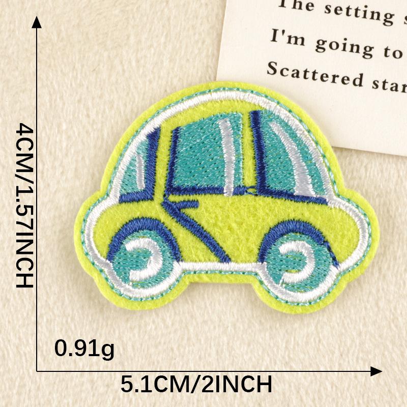 Cartoon Car Bear Embroidery Patch - Self-Adhesive Fabric Label for Clothing Accessories