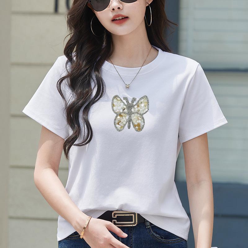 Loose Short Sleeved T-shirt for Women's Summer Versatile Thin Butterfly Top Trend Shirt