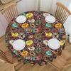 Chocolate Glazed Donut Tablecloth Round Oilproof Strawberry Frosted Donut Table Cover Cloth for Banquet 70 Inch