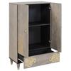 Highboard Gray and Gold 60 x 33 x 100 cm Solid Mango Wood