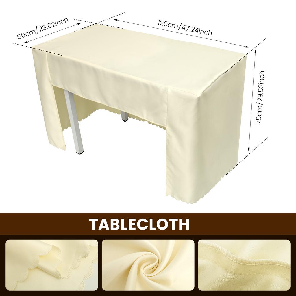Table Cover Double Satin Open Back Fitted Table Cloth Machine Washable Square Tablecloth Decorative for Party Banquet Exhibition