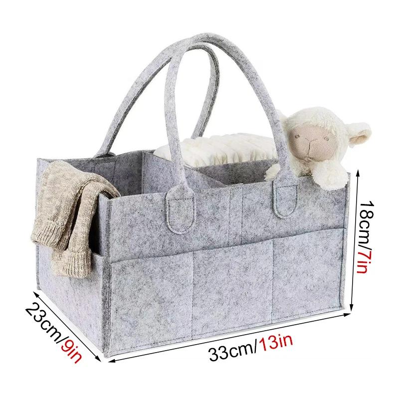 

Tote Bag For Mommy Baby Diaper Storage Organizer Baby Stroller Tote Basket Felt Fabric Bag Multifunctional Felt Diaper Bags серый
