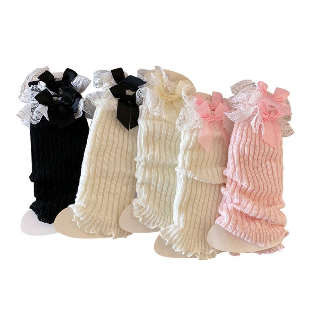 Chaussettes montantes mi-mollet en dentelle Y2K Fille Couvre-jambes Nouveau Filles Lolita Couvre-chaussettes en dentelle Filles