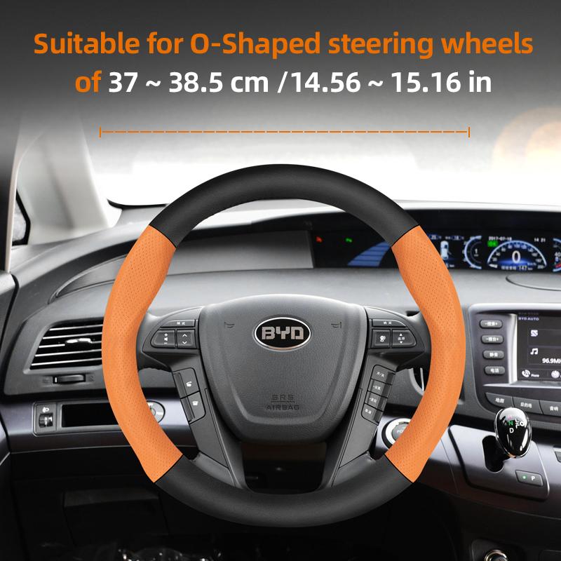 Suitable for Byd Breathable Leather Matte Carbon Fiber Texture Steering Wheel Cover Suitable for Dolphin Mini Seal Atto 3 King Shark 6 Song Pro