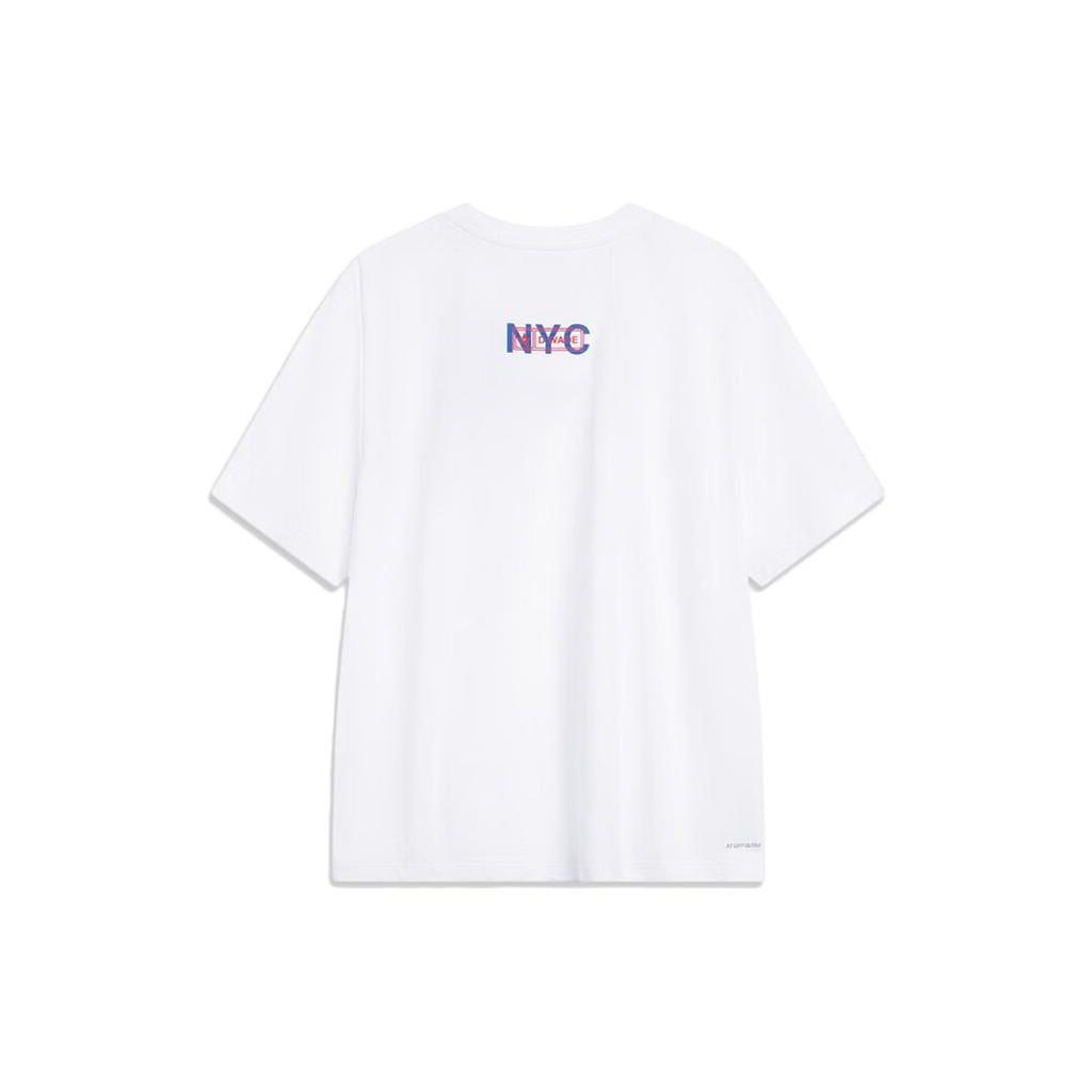 Li Ning Wade Series Letter Print Moisture Wicking Antibacterial Crew Neck Short Sleeve T-Shirt Men Tops Standard-White ATST569-2