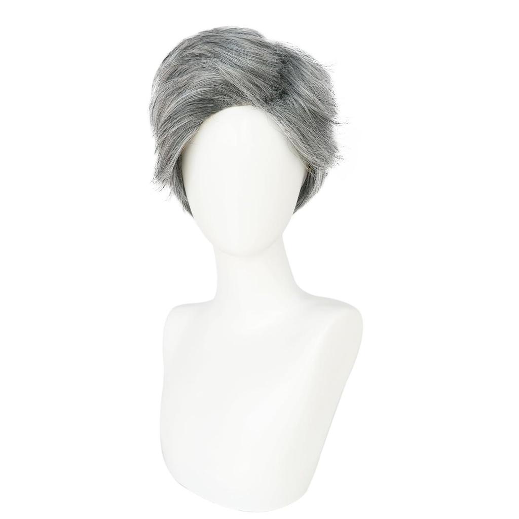 Elderly Men Styling Wig & Beard Set, Gray Hair For Performance