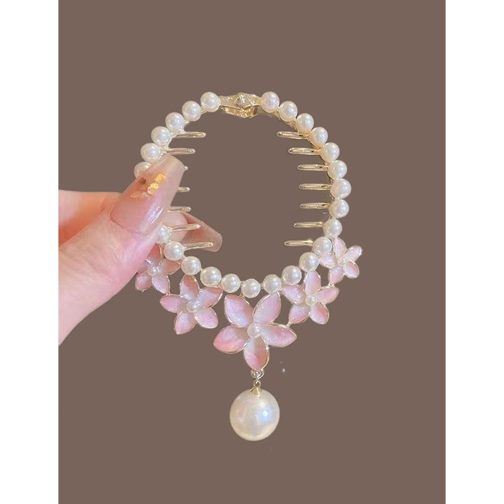 Elegant Tassel Hair Claw Rhinestone Pearl Flower Tassels Hair Clip Women Girl Ponytail Holder Hairpins Fringe Hair Accessories