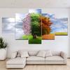 5 Panels Landscape Canvas Painting Four Seasons Tree Magic View Posters and Prints Wall Art Pictures Room Home Decor No Frame