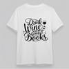 Women'S Soft Classic T Shirt Drink Wine Read Good Books Lettering Art