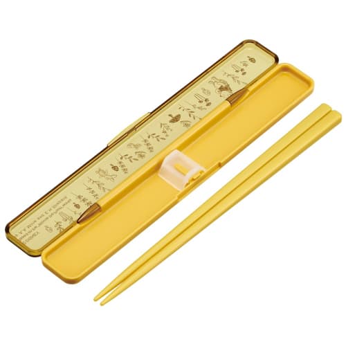 Skater Chopsticks and Chopstick Case Set, Disney Winnie the Pooh Honey, 18cm, Antibacterial, Adult Size, Made in Japan, ABC3AG-A