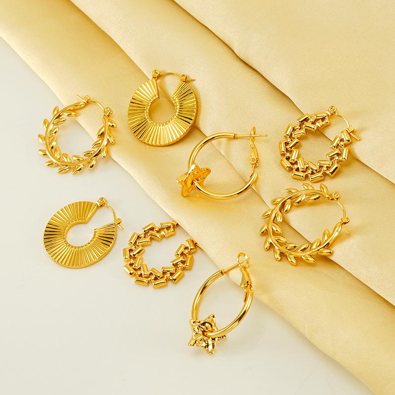 Kolczyki Retro ze stali nierdzewnej Cross-Border Fashion - Kolekcja Jesienna