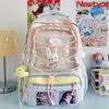 Japanese Stylish Transparent Backpack For High School Students With Large Capacity And Geometric Pattern