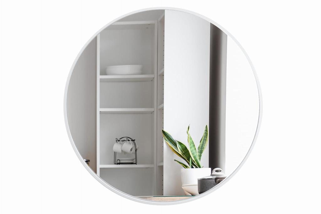Lustro Okrągłe 80 Cm Rama Mdf Biała