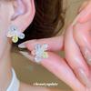 Flowers by the Ear~ Silver Needle Zircon Flower Pearl Stud Earrings Exquisite and Sweet Wind Earrings Light Luxury Huge Good-looking Earrings Women